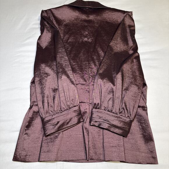 Alex Evenings Womens Large Purple Wrap Jacket Blazer Blouse With Bow Tie Accent - Picture 15 of 15